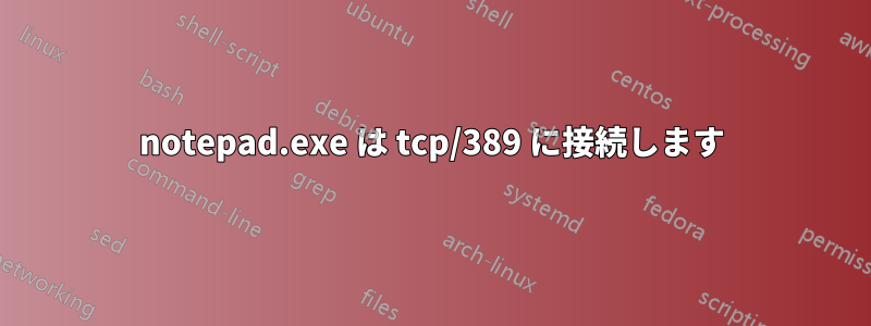 notepad.exe は tcp/389 に接続します