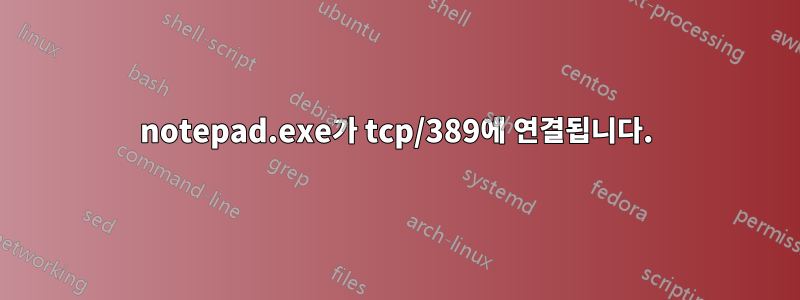 notepad.exe가 tcp/389에 연결됩니다.