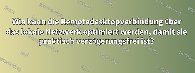 Wie kann die Remotedesktopverbindung über das lokale Netzwerk optimiert werden, damit sie praktisch verzögerungsfrei ist?