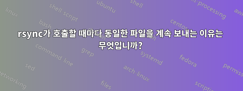 rsync가 호출할 때마다 동일한 파일을 계속 보내는 이유는 무엇입니까?