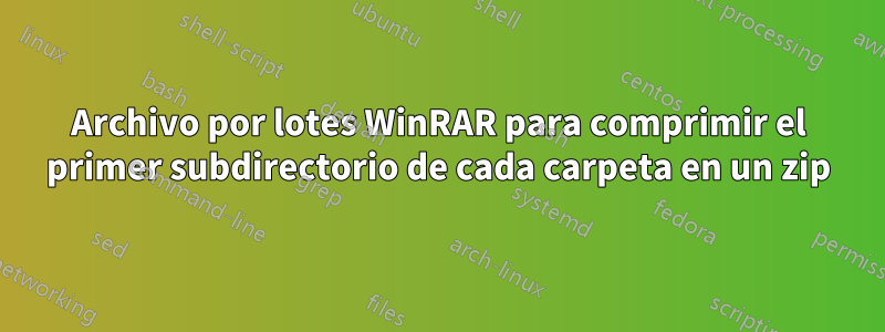 Archivo por lotes WinRAR para comprimir el primer subdirectorio de cada carpeta en un zip