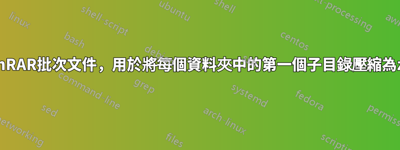 WinRAR批次文件，用於將每個資料夾中的第一個子目錄壓縮為zip