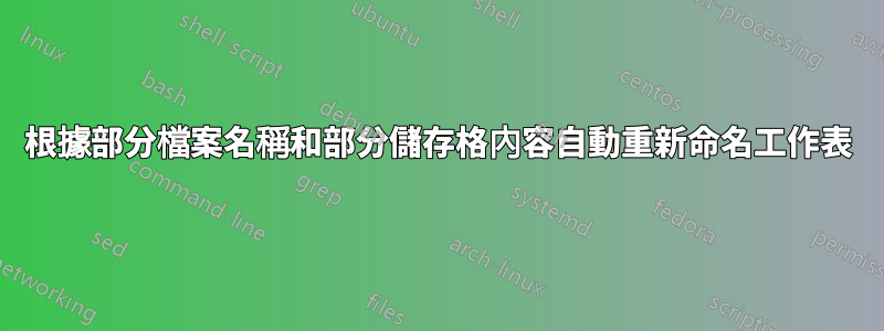 根據部分檔案名稱和部分儲存格內容自動重新命名工作表
