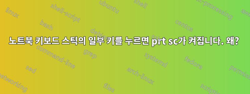 노트북 키보드 스틱의 일부 키를 누르면 prt sc가 켜집니다. 왜?