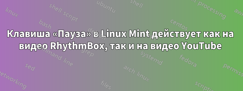 Клавиша «Пауза» в Linux Mint действует как на видео RhythmBox, так и на видео YouTube