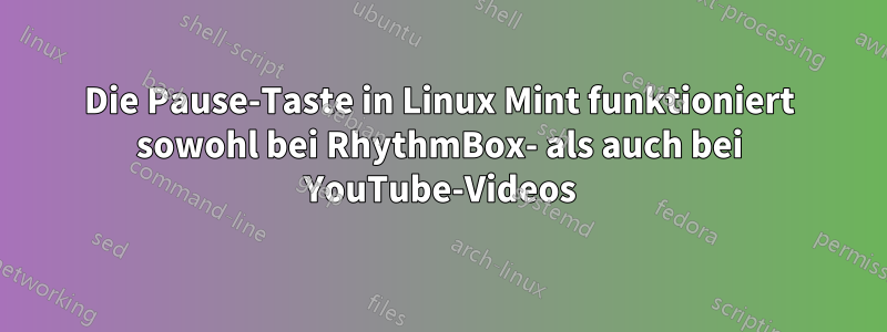 Die Pause-Taste in Linux Mint funktioniert sowohl bei RhythmBox- als auch bei YouTube-Videos