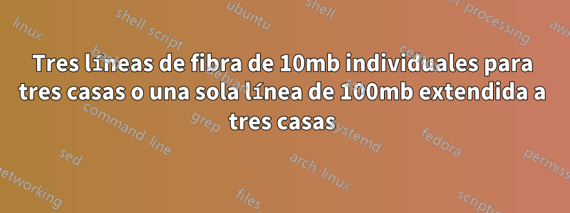 Tres líneas de fibra de 10mb individuales para tres casas o una sola línea de 100mb extendida a tres casas