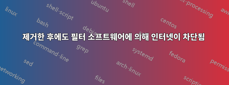 제거한 후에도 필터 소프트웨어에 의해 인터넷이 차단됨