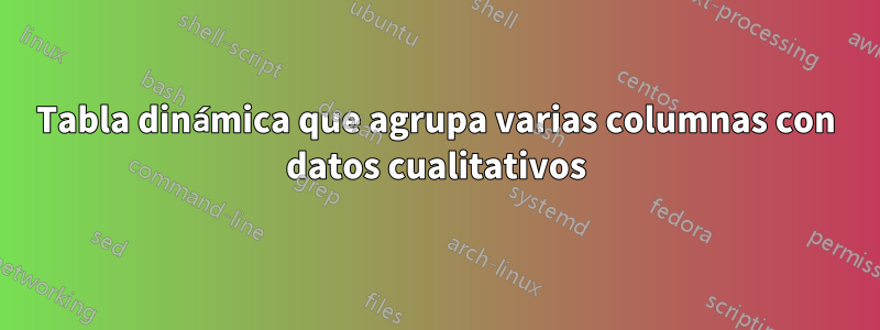 Tabla dinámica que agrupa varias columnas con datos cualitativos