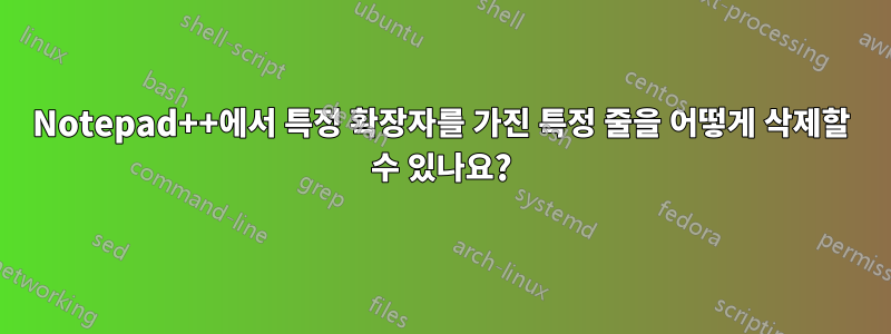 Notepad++에서 특정 확장자를 가진 특정 줄을 어떻게 삭제할 수 있나요?