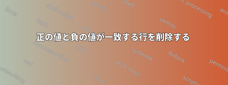 正の値と負の値が一致する行を削除する