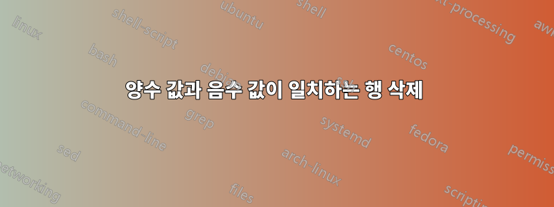 양수 값과 음수 값이 일치하는 행 삭제