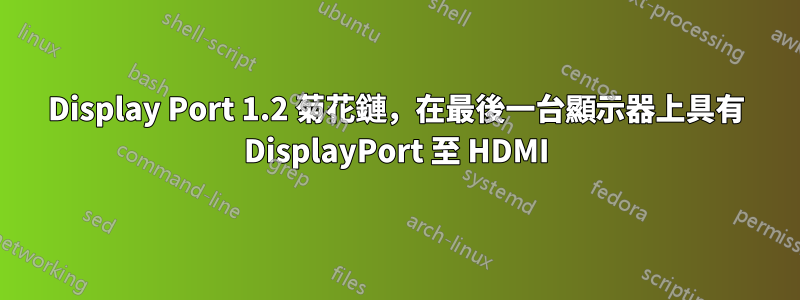 Display Port 1.2 菊花鏈，在最後一台顯示器上具有 DisplayPort 至 HDMI