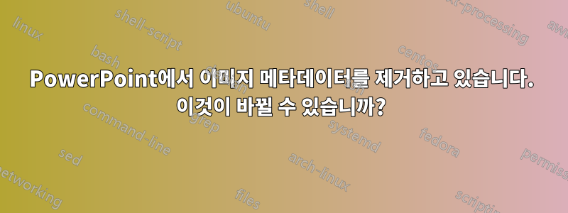 PowerPoint에서 이미지 메타데이터를 제거하고 있습니다. 이것이 바뀔 수 있습니까?