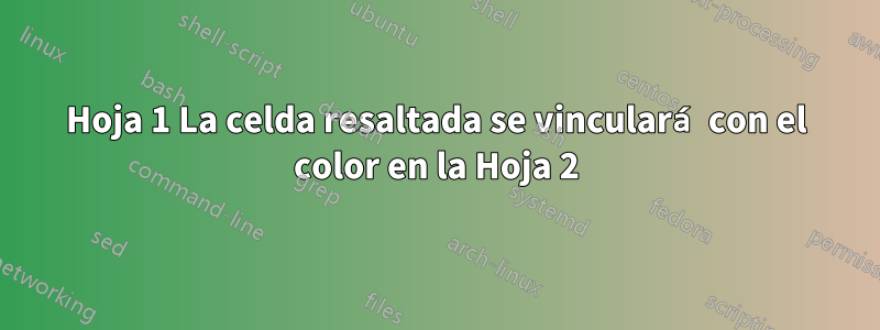 Hoja 1 La celda resaltada se vinculará con el color en la Hoja 2