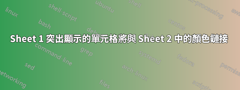 Sheet 1 突出顯示的單元格將與 Sheet 2 中的顏色鏈接