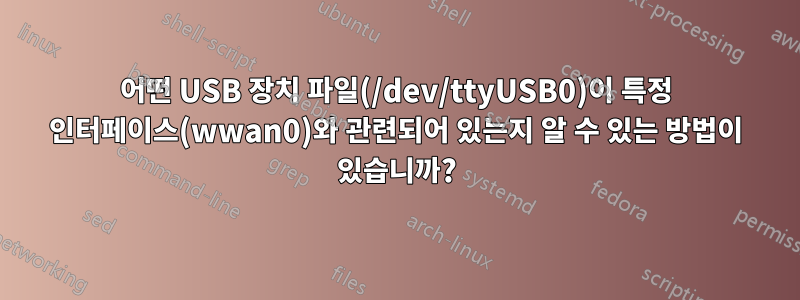어떤 USB 장치 파일(/dev/ttyUSB0)이 특정 인터페이스(wwan0)와 관련되어 있는지 알 수 있는 방법이 있습니까?