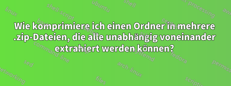 Wie komprimiere ich einen Ordner in mehrere .zip-Dateien, die alle unabhängig voneinander extrahiert werden können?