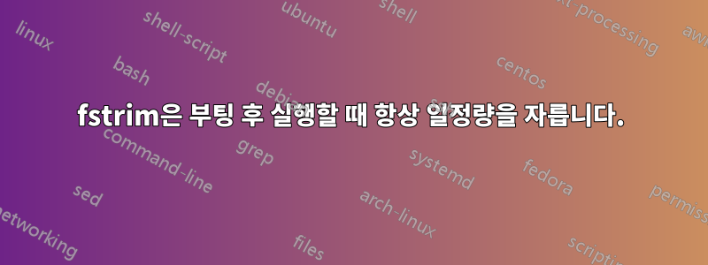 fstrim은 부팅 후 실행할 때 항상 일정량을 자릅니다.