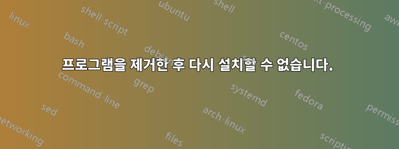 프로그램을 제거한 후 다시 설치할 수 없습니다.