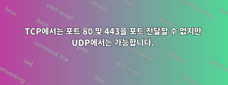 TCP에서는 포트 80 및 443을 포트 전달할 수 없지만 UDP에서는 가능합니다.
