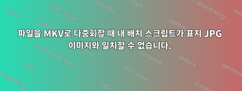 파일을 MKV로 다중화할 때 내 배치 스크립트가 표지 JPG 이미지와 일치할 수 없습니다.