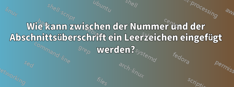 Wie kann zwischen der Nummer und der Abschnittsüberschrift ein Leerzeichen eingefügt werden?