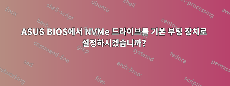 ASUS BIOS에서 NVMe 드라이브를 기본 부팅 장치로 설정하시겠습니까?