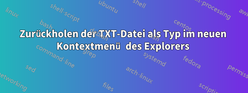 Zurückholen der TXT-Datei als Typ im neuen Kontextmenü des Explorers