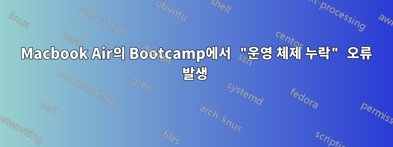 2013 Macbook Air의 Bootcamp에서 "운영 체제 누락" 오류 발생