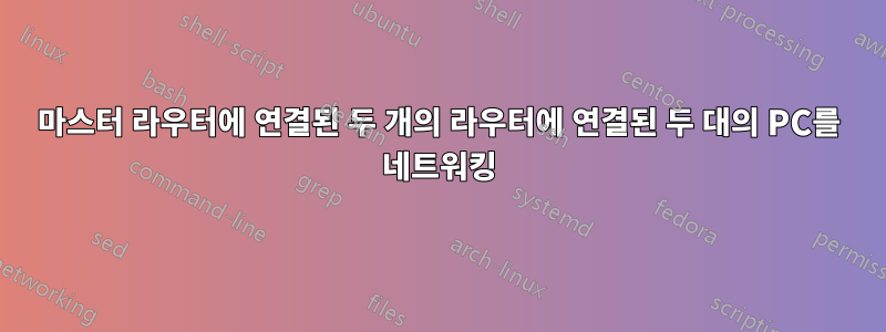 마스터 라우터에 연결된 두 개의 라우터에 연결된 두 대의 PC를 네트워킹