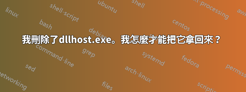 我刪除了dllhost.exe。我怎麼才能把它拿回來？