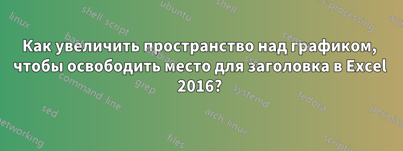 Как увеличить пространство над графиком, чтобы освободить место для заголовка в Excel 2016?