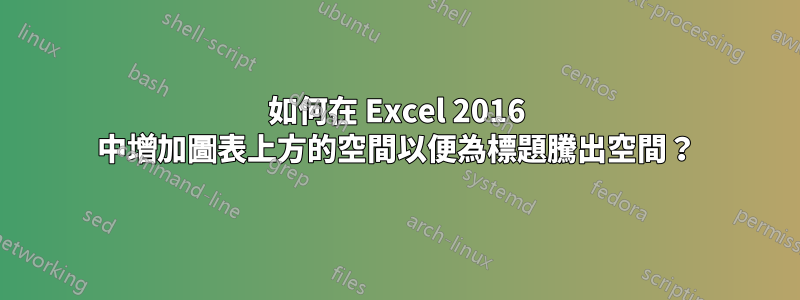 如何在 Excel 2016 中增加圖表上方的空間以便為標題騰出空間？