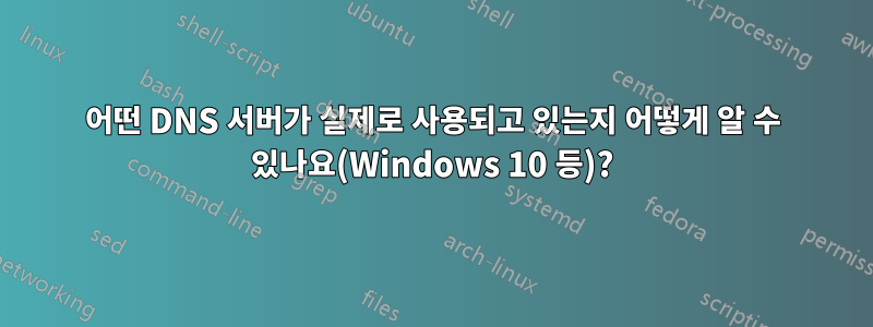 어떤 DNS 서버가 실제로 사용되고 있는지 어떻게 알 수 있나요(Windows 10 등)?