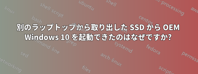 別のラップトップから取り出した SSD から OEM Windows 10 を起動できたのはなぜですか?