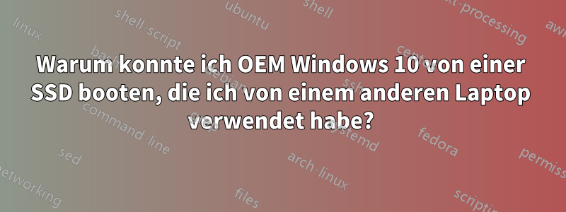 Warum konnte ich OEM Windows 10 von einer SSD booten, die ich von einem anderen Laptop verwendet habe?