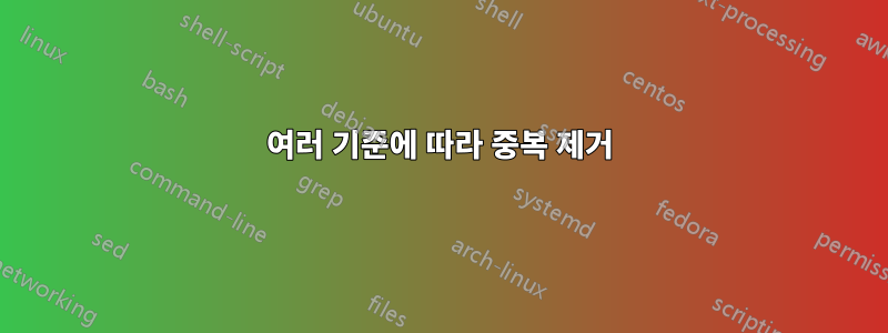 여러 기준에 따라 중복 제거