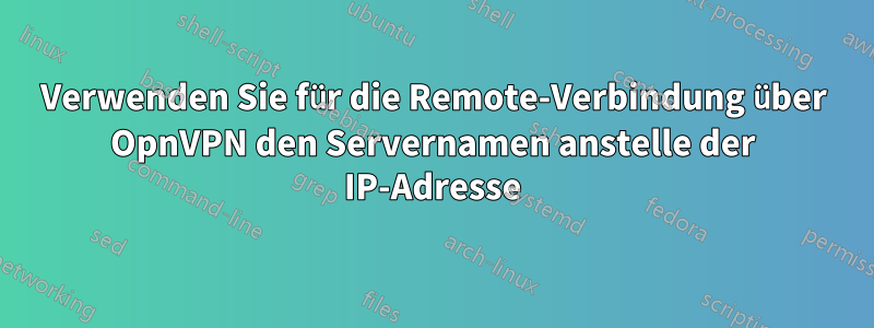 Verwenden Sie für die Remote-Verbindung über OpnVPN den Servernamen anstelle der IP-Adresse