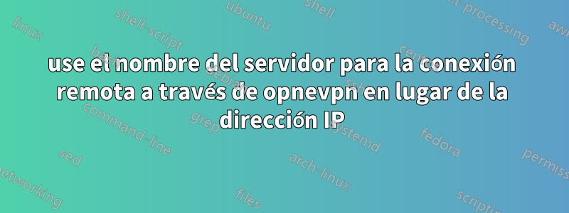 use el nombre del servidor para la conexión remota a través de opnevpn en lugar de la dirección IP