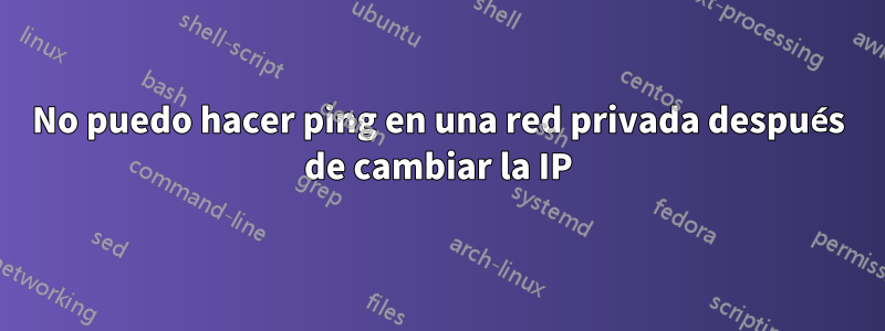 No puedo hacer ping en una red privada después de cambiar la IP