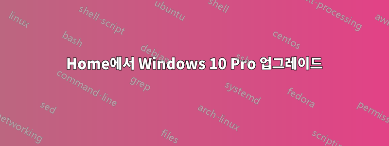 10 Home에서 Windows 10 Pro 업그레이드