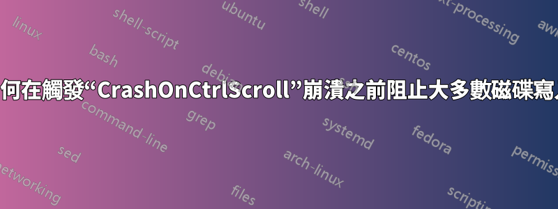 如何在觸發“CrashOnCtrlScroll”崩潰之前阻止大多數磁碟寫入