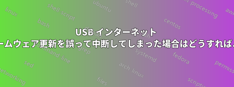 USB インターネット ドングルのファームウェア更新を誤って中断してしまった場合はどうすればよいでしょうか?