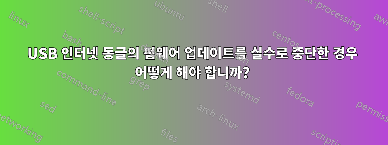 USB 인터넷 동글의 펌웨어 업데이트를 실수로 중단한 경우 어떻게 해야 합니까?