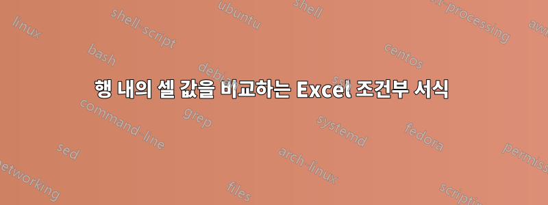 행 내의 셀 값을 비교하는 Excel 조건부 서식