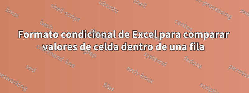 Formato condicional de Excel para comparar valores de celda dentro de una fila