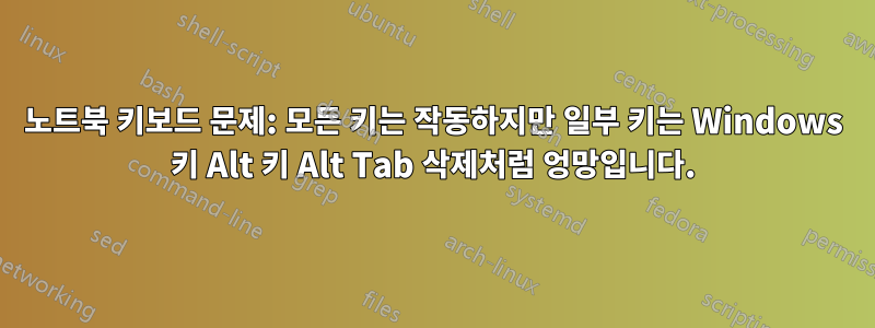 노트북 키보드 문제: 모든 키는 작동하지만 일부 키는 Windows 키 Alt 키 Alt Tab 삭제처럼 엉망입니다.