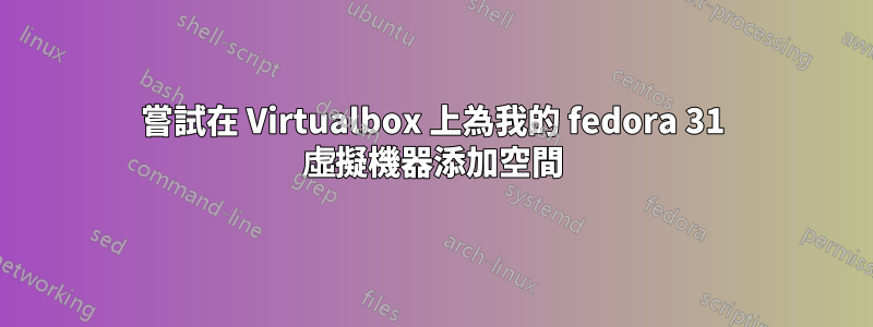 嘗試在 Virtualbox 上為我的 fedora 31 虛擬機器添加空間