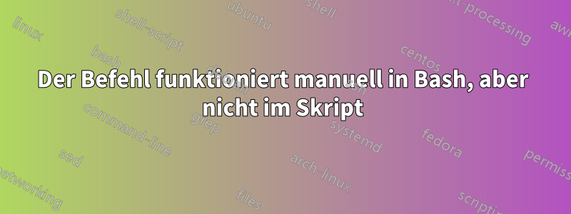 Der Befehl funktioniert manuell in Bash, aber nicht im Skript